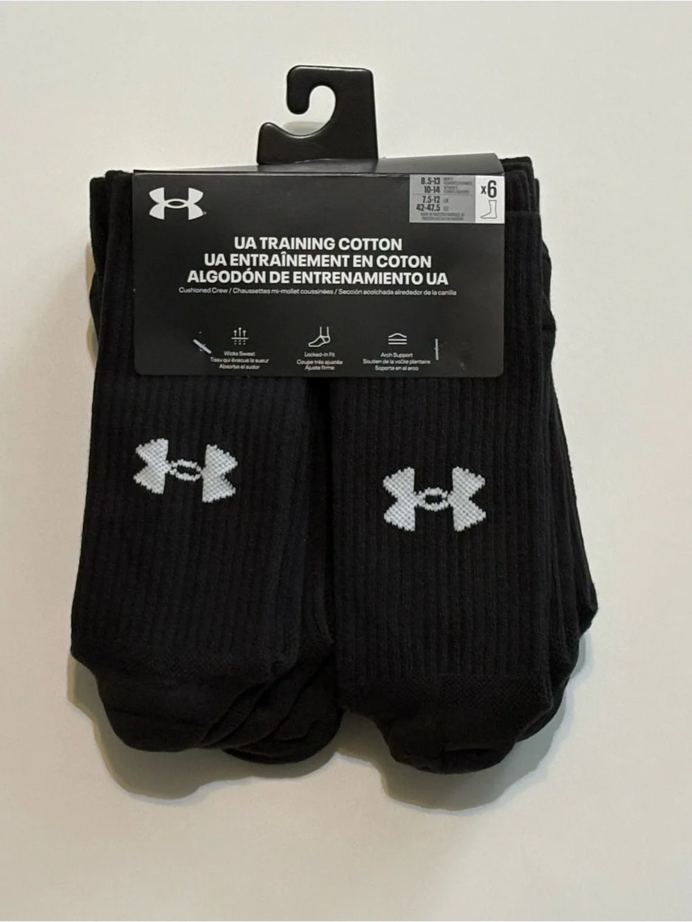 Under Armour Black Athletic Crew Socks with White Logo - 12 pairs Pack